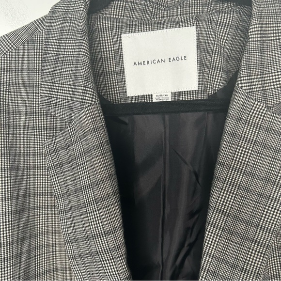 NEW AEO American Eagle Black White Button Knit Oversized Blazer Jacket Academia - Picture 6 of 13
